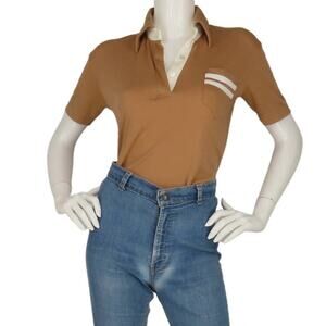 Retro Camel Polo w/ Artistic Pocket & Soft Collar